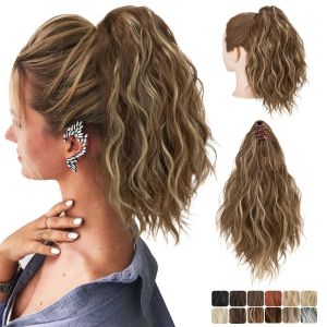 ZM10Q Corn Perm Claw Clip Ponytail Wig Ombre Ponytail Extension Pony Tail Hairpiece Heat Resistant Fiber Natural Premium Wavy Curly Ponytail for Women
