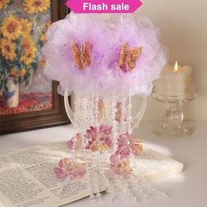 SHENHAO2🎀 Thanh lịch lưới hoa bướm tua nắm clip cho phụ nữ sau khi não kẹp tóc mũ nón phụ kiện Quà Tặng