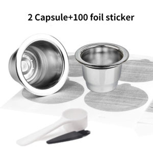 【i Cafilas】[NESC02] 2 In 1 Usage Filter Refillable Crema Coffee Capsules Pods With Reusbale Food grade aluminum sticker lid Compatible With Nespresso Machine B Coffee Machine