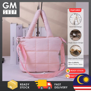 GMSHOP Puffy Bag Zippered Tote Bag Crossbody Sling Bag Women Casual Shoulder Bag Adjustable Beg Wanita