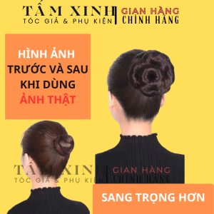 Búi tóc giả trung niên búi hoa không đính đá