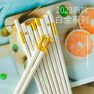 Set 5 Đôi Đũa Phip Trắng Mạ Vàng Cao Cấp Sang Trọng - Đũa Kháng Khuẩn Chống Trơn Chống Nấm Mốc