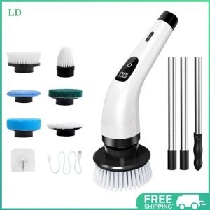 COD [Free Shipping] Portable Electric Spin Scrubber with Extendable Handle and 2 Speed Options for Deep Cleaning Tasks