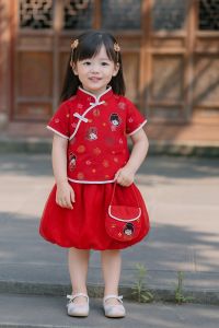 Setelan Cina Anak perempuan Rok Balon Motif Lucu Ready Usia Anak 6 Bulan-7 Tahun Terbaru Motif Lucu Free Tas Cantik