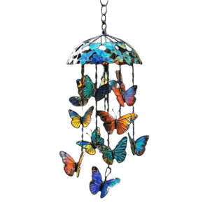 HPVDBP Colorful Butterfly Wind Chimes 2D Flat Creative Butterfly Hanging Ornaments Whimsical Decor Advanced Texture Home Decoration Crafts Courtyard Garden