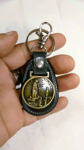 Virgin of Lourdes Key Holder with Leather pad