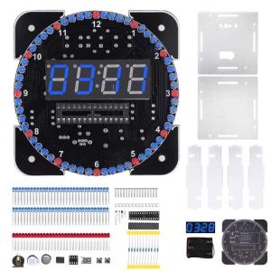 Complete Digital Clock Making Set with Plastic Case Holder Features Time Temperature Display Alarm for Home