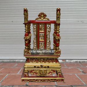 Ngai thờ gia tiên cột rồng sơn son thếp vàng gỗ mít cao 71cm