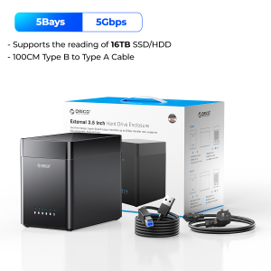 ORICO DAS 5Gbps 3.5-inch SATA3.0 Hộp đựng ổ cứng ngoài 5bay 16TB SSD/Vỏ HDD hỗ trợ 12v6.5a điện