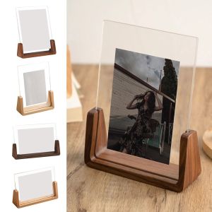 CHUN053634 Gỗ sồi Khung ảnh acrylic Gỗ óc chó Acrylic trong suốt Khung ảnh bằng gỗ Phong cách Bắc Âu Máy tính để bàn đứng Khung Ảnh Để Bàn Ảnh cưới