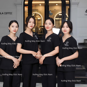 Đồng phục Spa cotton Lạnh Hàn Màu ĐenĐồng phục y tếBộ scrubs Bác sĩĐồng phục phòng khámĐồng phục bệnh viện