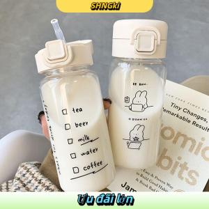 SHNGki Phim Hoạt Hình Chai Nước Với Rơm Dễ Thương Nhựa Uống Chai Di Động Chống Rò Rỉ Đồ Uống Cho Uống Cà Phê Sữa Trà