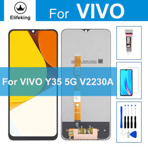Elifeking chính hãng cho Vivo Y35 5g v2230a Màn hình LCD Bộ linh kiện số của màn hình cảm ứng thay thế + công cụ + keo + Kính cường lực