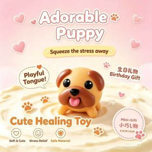 Maji Dog Cute Tongue Design Squishy Toy Vinyl Stress Relief Toy Healing Desktop Decor Gift for Friends