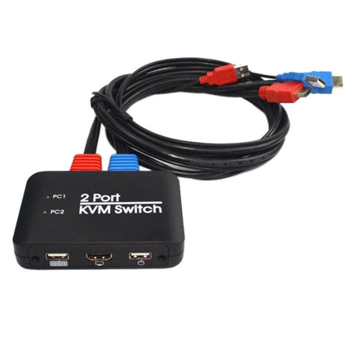 Port Usb Hd Kvm Switch Switcher For Dual Monitor Keyboard Mouse