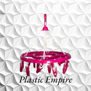 UniGlobal High Quality Heavy Duty Round Plastic Hanger with clip Multipurpose Use With 19 Clips