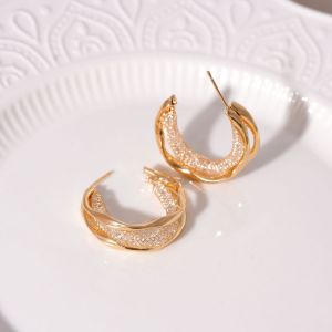 Fashionable Ring Gift s925银针独特金属圆圈耳环 年新款潮小众设计感高级耳圈女夏季