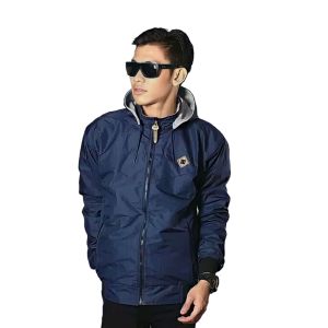 Jaket Bolak-Balik Pria/Wanita Bahan Adem Anti Angin Tutup Kepala Bisa Lepas Pasang Ukuran M-L-XL-XXL