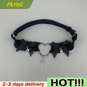 PkYeG Gothic Lace Garter Belt Heart Bowknot Cross Lolita Leg Garters Black White Elastic Choker Women Leg Ring Strap Cosplay Tools