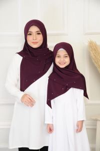 SARONG HUB Tudung Bawal Lazy Rania Batu Tabur Sedondon Set Ibu dan Anak Moscrepe Awning Bidang 45 dan Bidang 38