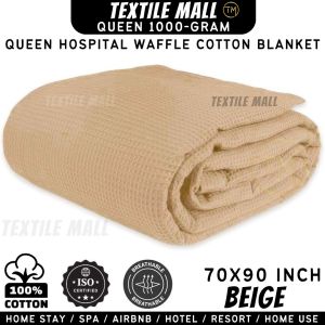Queen Blanket Cozy Soft Queen-Size Waffle Cotton Blanket 70x90 Inch - Hypoallergenic & Breathable Bedding| Hospital Blanket