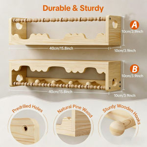 Wall Mounted Wooden Shelf Pine Multi Tier Storage Rack Nursery Kids Books Toys Bathroom Kitchen