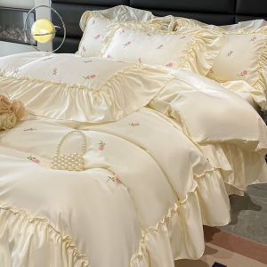 Bedding set of four pieces Tiansi set of four pieces silky smooth bed sheet quilt cover ice silk cool feeling bedding (bed sheet * 1 quilt cover * 1 pillowcase * 2)