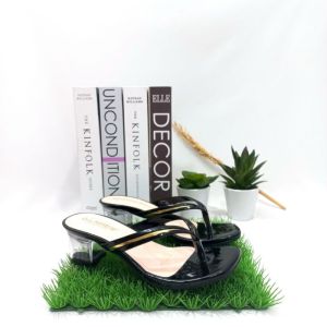 JOLLYN Sandal Heels Jepit Hak Kaca 5cm