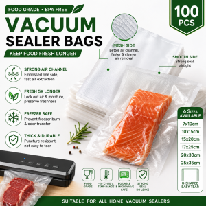 200Pcs Vacuum Sealer Bags for Food Storage Embossed Pouch for Home Vacuum Machine