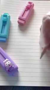 New Kawaii Sanrio Kuromi Mymelody Cinnamoroll Pom Pom Purin Eraser Pencil Cute Push-pull Pen Shape Rubber Korean Stationery Cute School Supplies kids gift