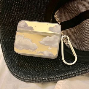 Creative mirrored clouds Airpods Pro Case Airpods 1/2/3 Case Bluetooth Headset Case Anti-fall Soft Silicone Protection Case With hook up