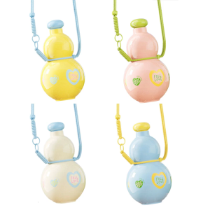 Wide Mouth Drinking Bottle Convenient Carry Strap Gourd Shaped Container Leak Proof Drinkware For Gym Travel