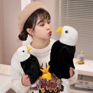 JOJO CASTLE Lifelike American Eagle Owl Plush Toys Soft Stuffed Animals Simulation White Owl Bird Dolls Home Decor for Kids Children Boys Birthday Gifts