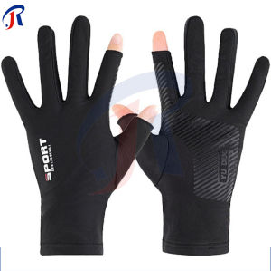 R.joy - Sepasang Sarung Tangan Motor Sepeda Pria Wanita Ice Silk Gloves Anti Slip Es Sutra Nyaman dan Bernapas Cewek Anti Air Touch Screen Setengah Jari