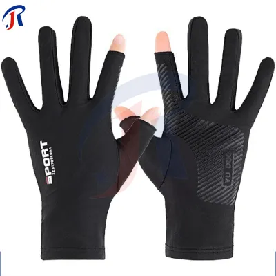 R.joy - Sepasang Sarung Tangan Motor Sepeda Pria Wanita Ice Silk Gloves Anti Slip Es Sutra Nyaman dan Bernapas Cewek Anti Air Touch Screen Setengah Jari