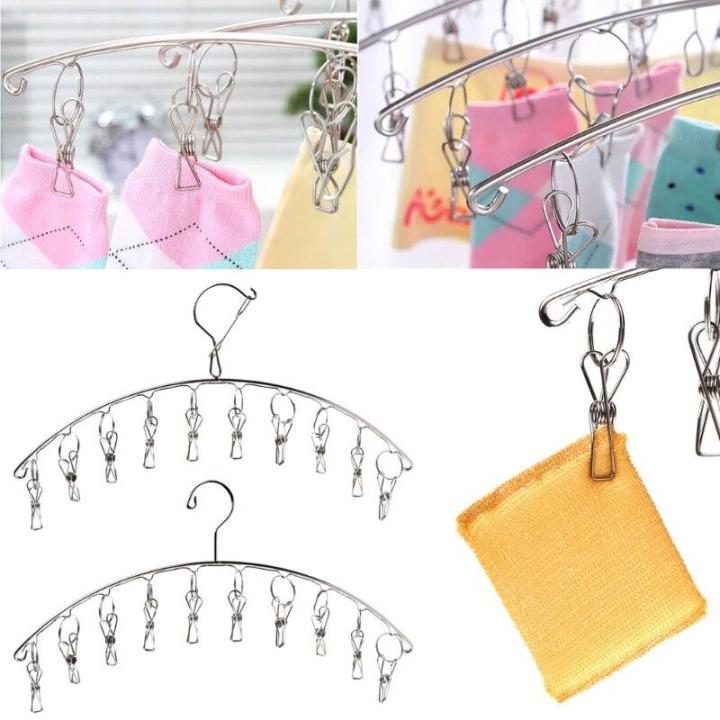 10 Clips Stainless Steel Windproof Clothespin Laundry Hanger 