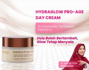 Amura HydraGlow Pro-Age Day Cream Wajah 3X Ceramide untuk Kulit Dewasa Terhidrasi Terlindungi & Bersinar (30g)