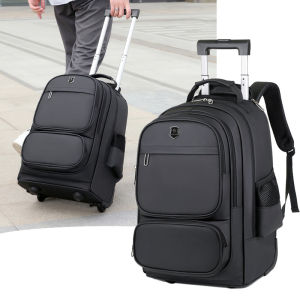 16 Inch Trolley Laptop Backpack Bag 2 Wheels Cabin Travel Luggage Bag Waterproof For Men Women College School Student