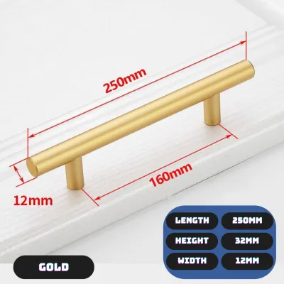 🇸🇬SG Ready Stock🇸🇬 Solid Modern Gold Black Silver Stainless Steel Door Handle Kitchen Cabinet Handle
