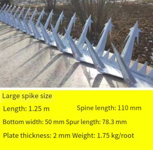 Woodify shops Original Middle-1.25meter stainless steel Galvanized large metal anti climb wall roof spikes Villa Yard fences cats animal security