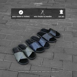 LS10 - Dép quai ngang da bò cách điệu LEMANS đế Dép quai ngang nam LEMANS 03 màu - LS10.2 đế cao su có mùi thơm bảo hành 06 thángcao su có mùi thơm thiết kế quai da 3 lớp trẻ trung chính hãng Bảo hành 06Thang