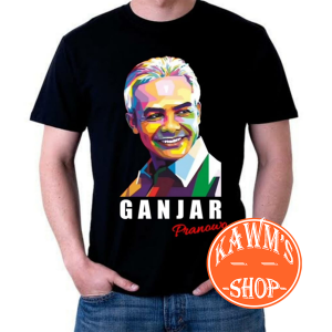 KAWMS SHOP KAOS DISTRO GANJAR PRANOWO BAJU PRIA WANITA MOTIF GANJAR TYPE ABSTRAK HITAM PUTIH C 24s