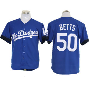 Áo Thi Đấu thêu chất lượng cao Áo Thi Đấu Bóng Chày tên cầu thủ gia đình màu xanh trắng thêu MLB Dodgers betts #50