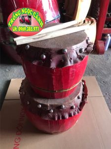 Trống gỗ da trâu Trống múa lân mini Trống lân trẻ em kiểu dáng mini (Có kèm Dùi)