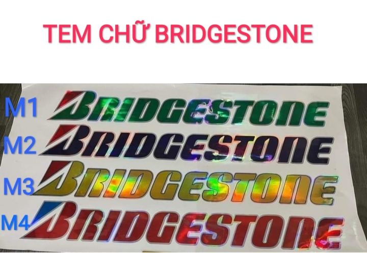 (Tem 3 lớp) Tem chữ Bridgestone phản quang lấp lánh bảy màu dán xe tải, xe ben, xe đầu kéo. Tem decal chữ Bridgestone (sl: 1 tem)