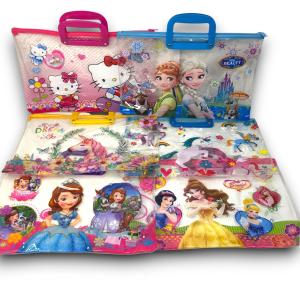 Plastic Envelope File Zipper Clear Long With Handle School Supplies Cartoon A4  PUSH LOCK For Student stationery PVC