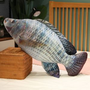 BLACKON Cartoon Fish Simulation Fish Plush Toys Tilapia Mossambica Fish Anime Pillow Dolls Sofa Cushion Soft Cartoon Fish Stuffed Doll Toy for Little Kids