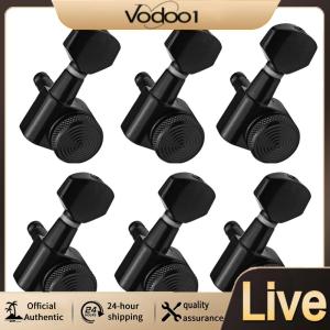 Black Locking Tuners for Guitars - 6Pcs Guitar String Pegs for 6R Inline Ideal for Improved Tuning Accuracy