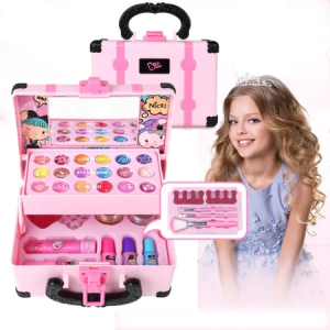 KADAIE Girls Makeup Toys Kosmetik Kotak Bermain Princess Makeup Girl Toy Play Set Lipstik Eye Shadow