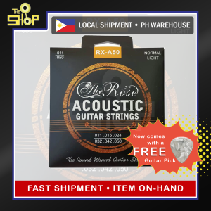 The Rose Premium Acoustic Guitar Strings | Phosphor Bronze | RX-A50 | Complete 6pcs Full Set (011 - 050) Normal Light